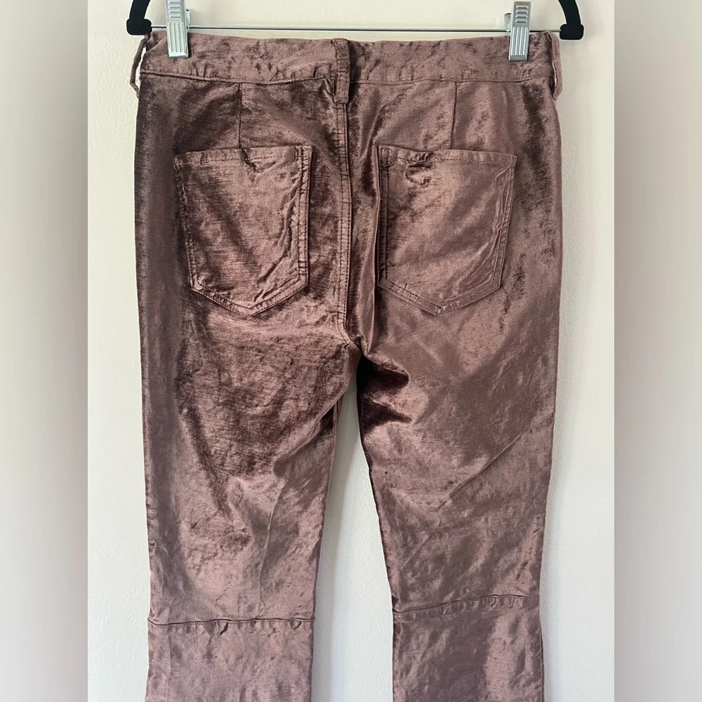 Free People‎ Dusty Pink Crushed Velvet Crop Bootcut Pants Size 28